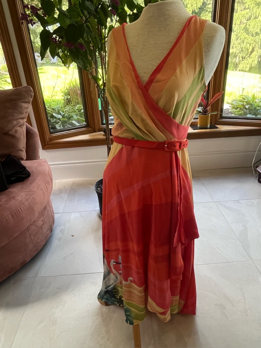 EVA FRANCO Camille St Tropez Crane MODCLOTH Orange Asymmetric Dress Size 6
